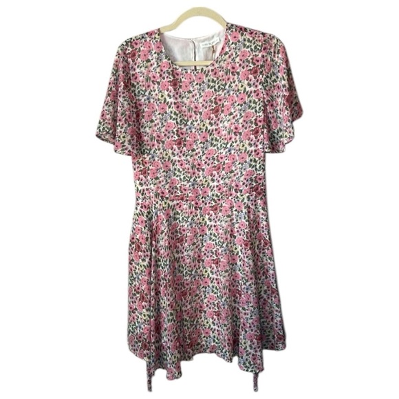 Free The Roses Floral Pink Braided Rope Belt Mini Dress - Picture 3 of 8